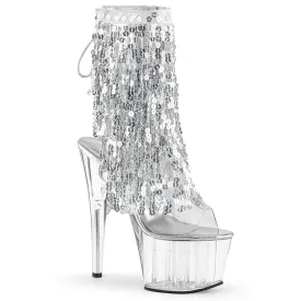 ADORE-1017SQF Pleaser Clear/Silver Sexy Platform Shoes (Pole Dancing Heels)