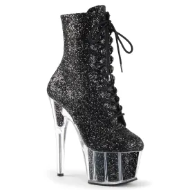 ADORE-1020G Pleaser Black Glitter Sexy Platform Shoes (Pole Dancing Heels)
