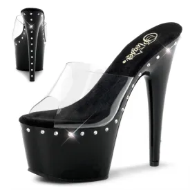 ADORE-701LS Pleaser Clear/Black Sexy Platform Shoes (Pole Dancing Heels)