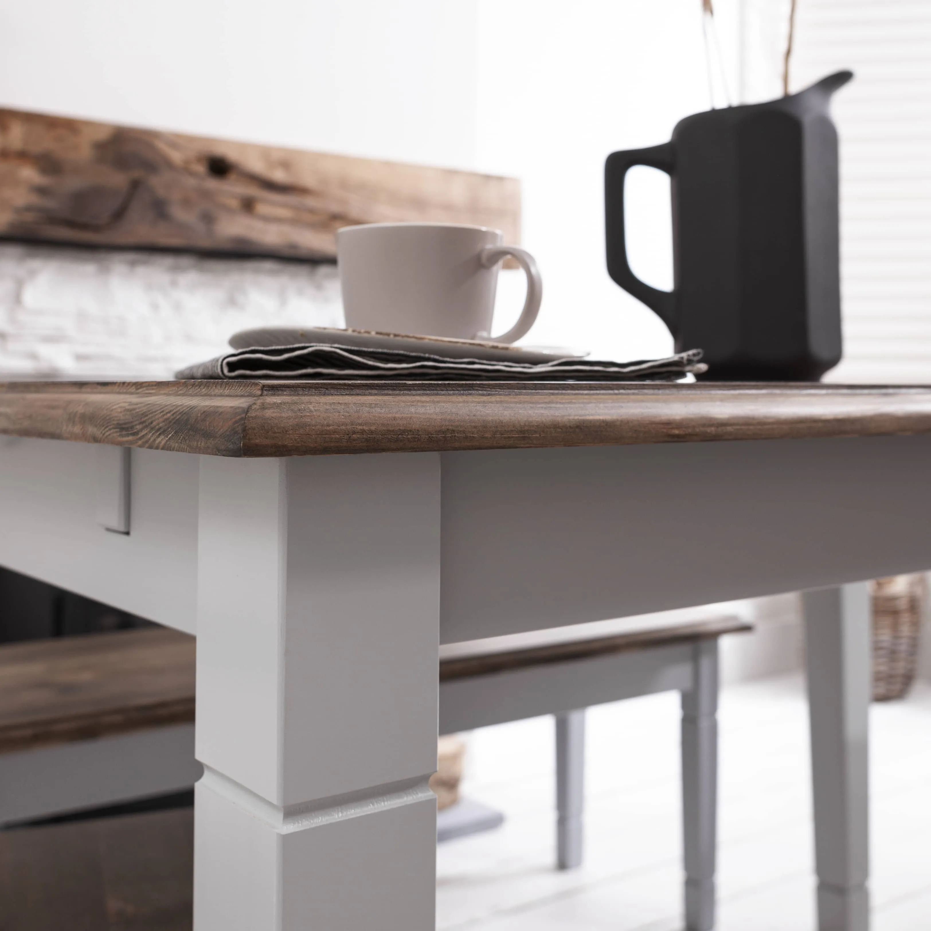 Canterbury Hallway Bench Entryway 140cm in Grey and Dark Pine