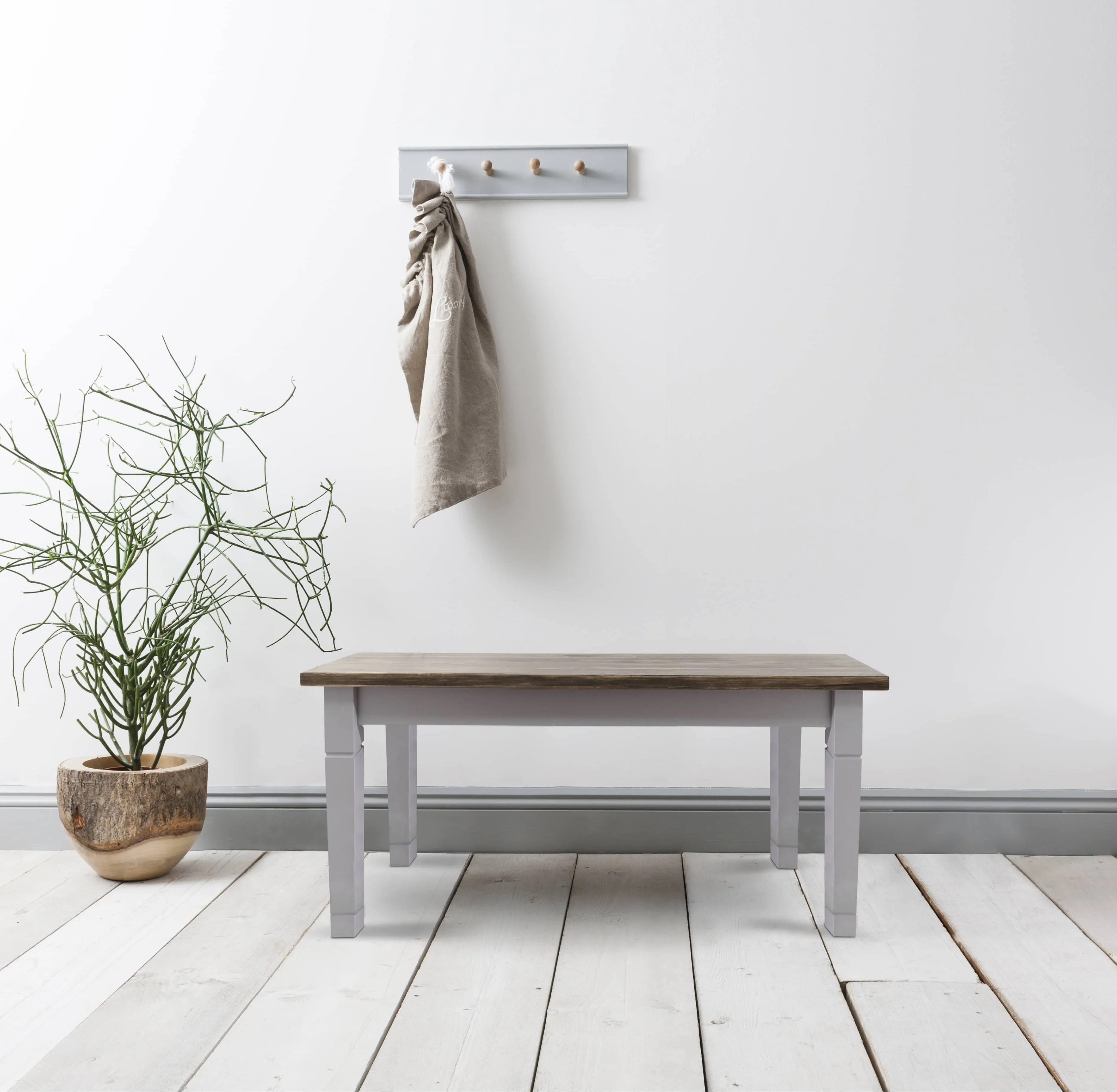 Canterbury Hallway Bench Entryway 140cm in Grey and Dark Pine