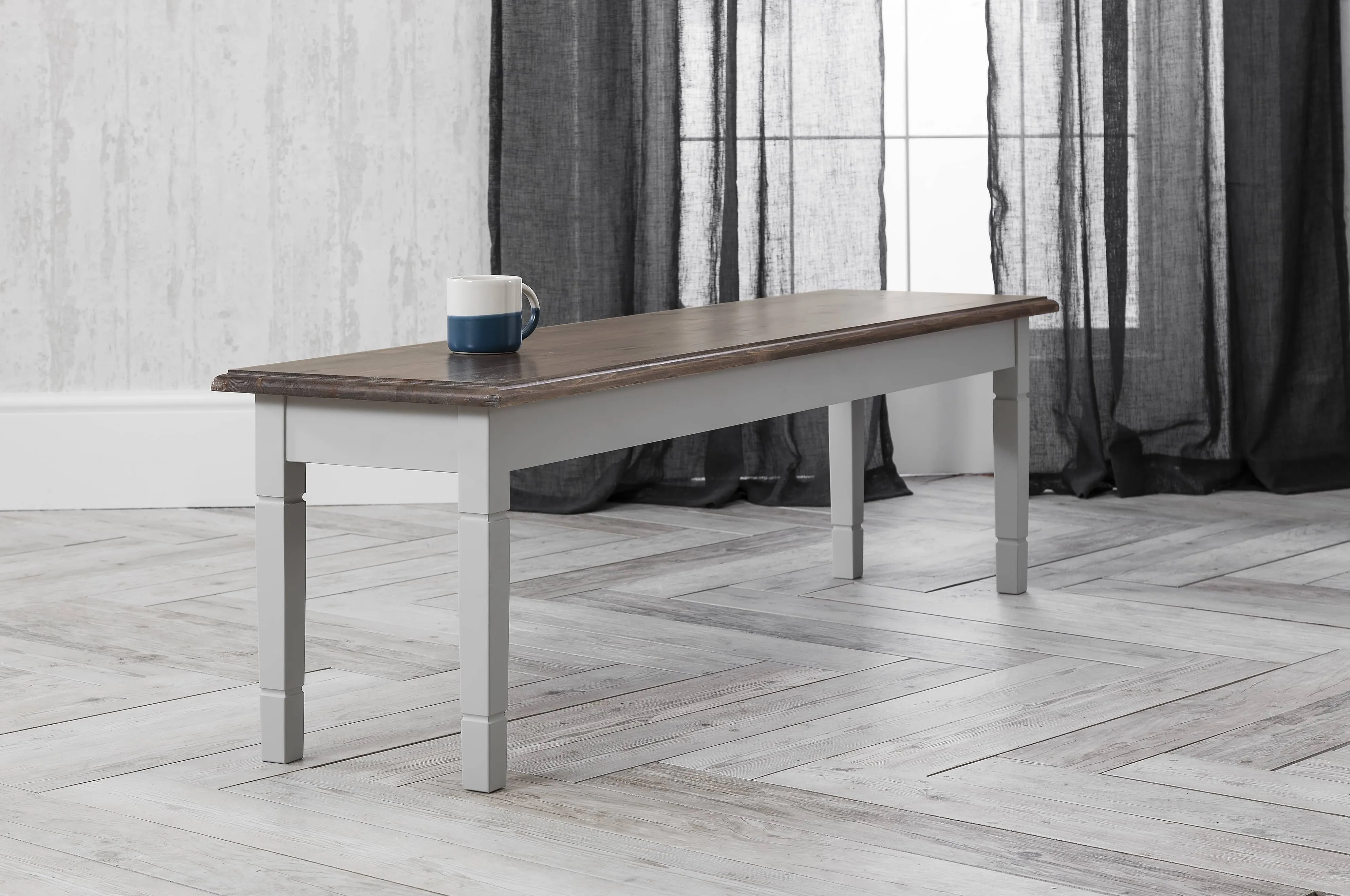 Canterbury Hallway Bench Entryway 140cm in Grey and Dark Pine