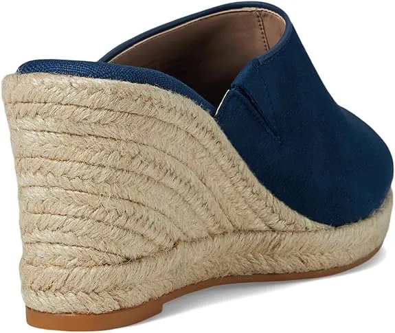 Cole Haan Cloudfeel Southcrest Blue Wing Teal Suede Slip On Wedge Heel Sandals