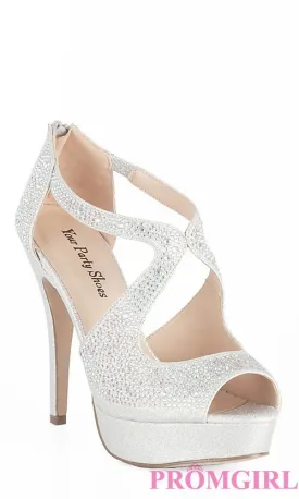 Silver Peep Toe 3 1/2" High Heel