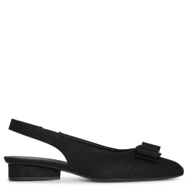Viva sling black linnen flats
