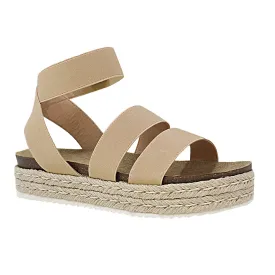 Womens Chiara-10 Elastic Ankle Strap Open Toe Sandals Espadrille Platform Sandal