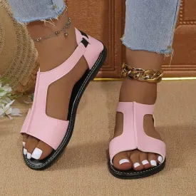 Women's Flat Casual Hollow Fish Mouth Sandals 39153173C