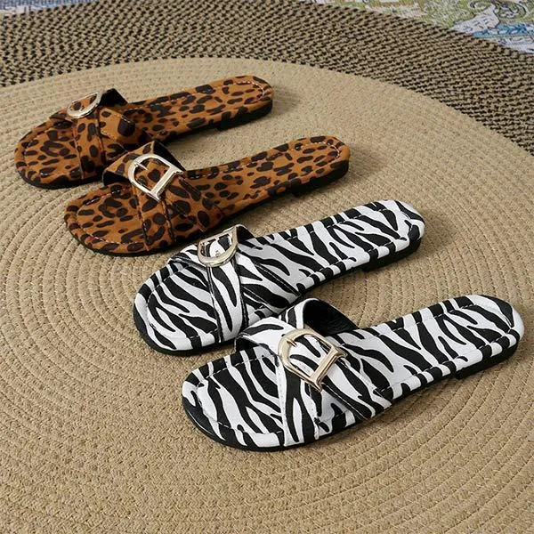 Women's Leopard Print Zebra Print Flat Slippers 07234300C