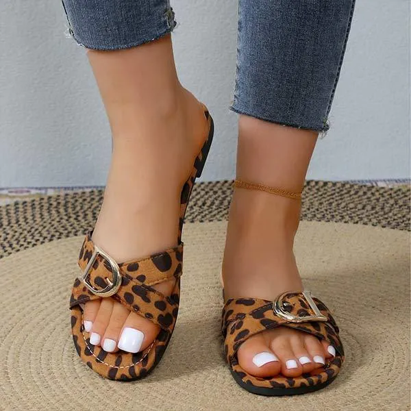 Women's Leopard Print Zebra Print Flat Slippers 07234300C