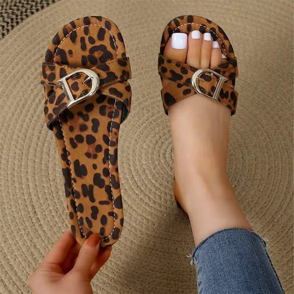 Women's Leopard Print Zebra Print Flat Slippers 07234300C